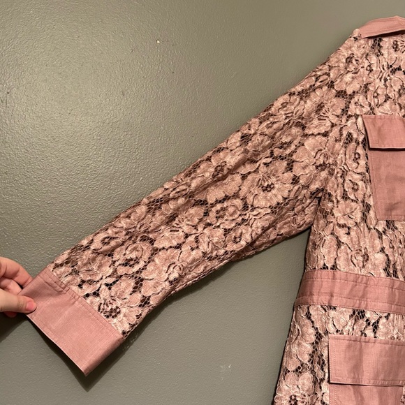 NWT Lane Bryant Sz 18/20 Petite Dusty Rose Lace Jacket Button-up Jacket Blouse! - Picture 2 of 16